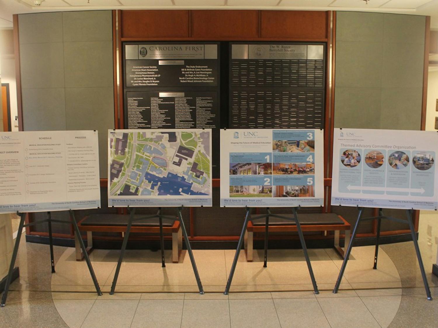Posters explaining the Beryhill Hall renovation plans
