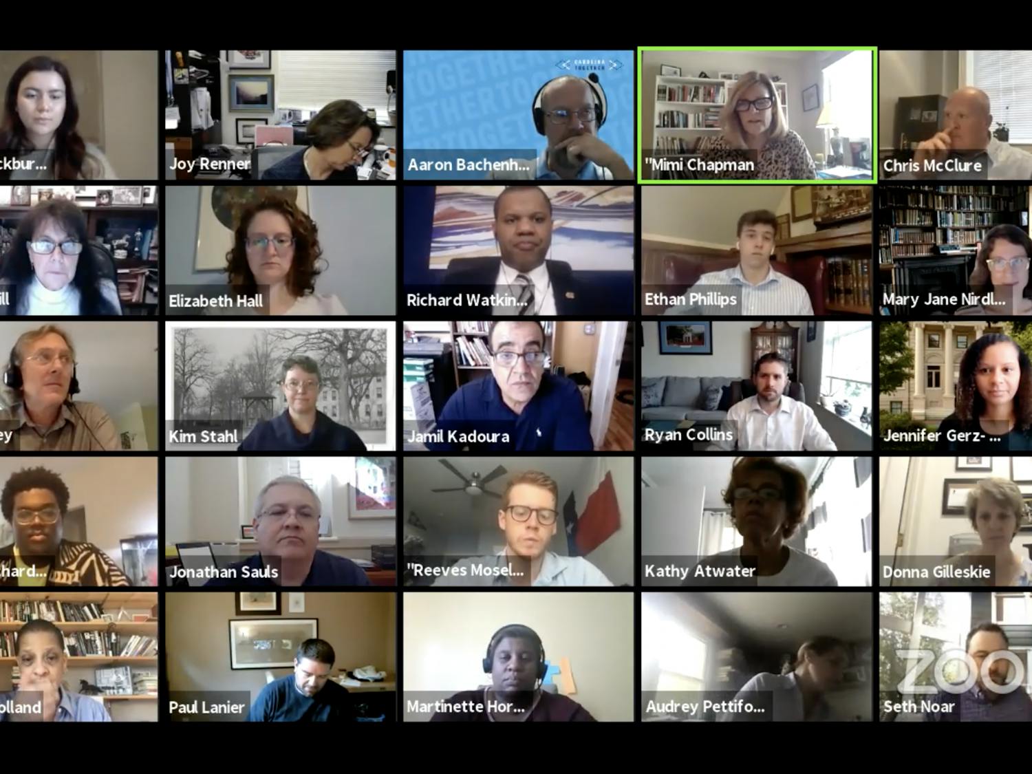 Screenshot from the Campus &amp; Community Advisory Committee meeting held over Zoom on Tuesday, Oct. 27, 2020.