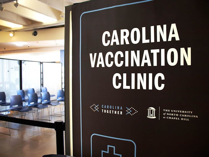 Students can get vaccinated at the Carolina Vaccination Clinic, pictured here on Feb. 5, 2022.