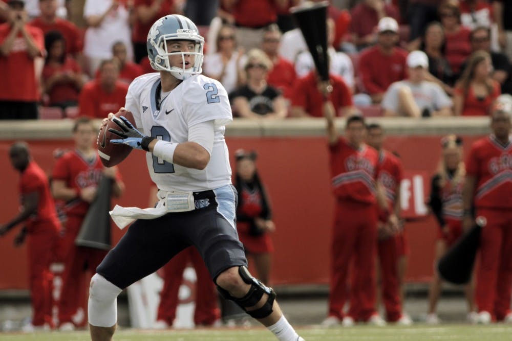 Bryn Renner passes the ball during the Tar Heels loss to the Louisville Cardinals. 