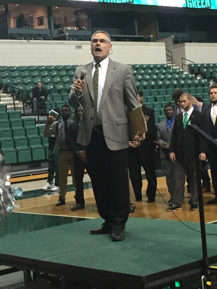 Chris Creighton, Eastern Michigan University football coach, offered words of encouragement.