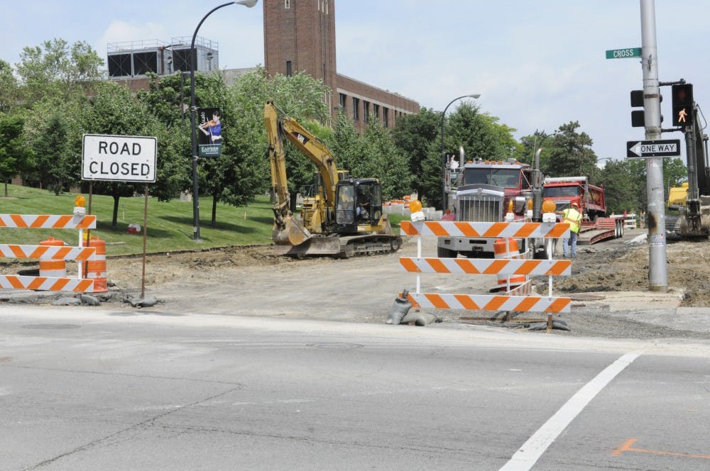 	Crews from Al’s Asphalt in Taylor are currently ripping up old concrete in the road and surrounding sidewalks.