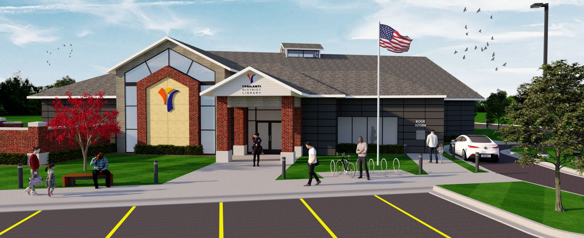 Rendering of New Ypsilanti District Library
