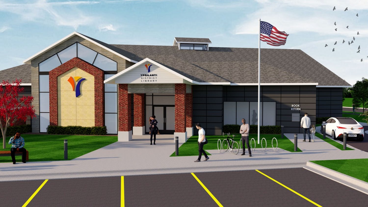 Rendering of New Ypsilanti District Library