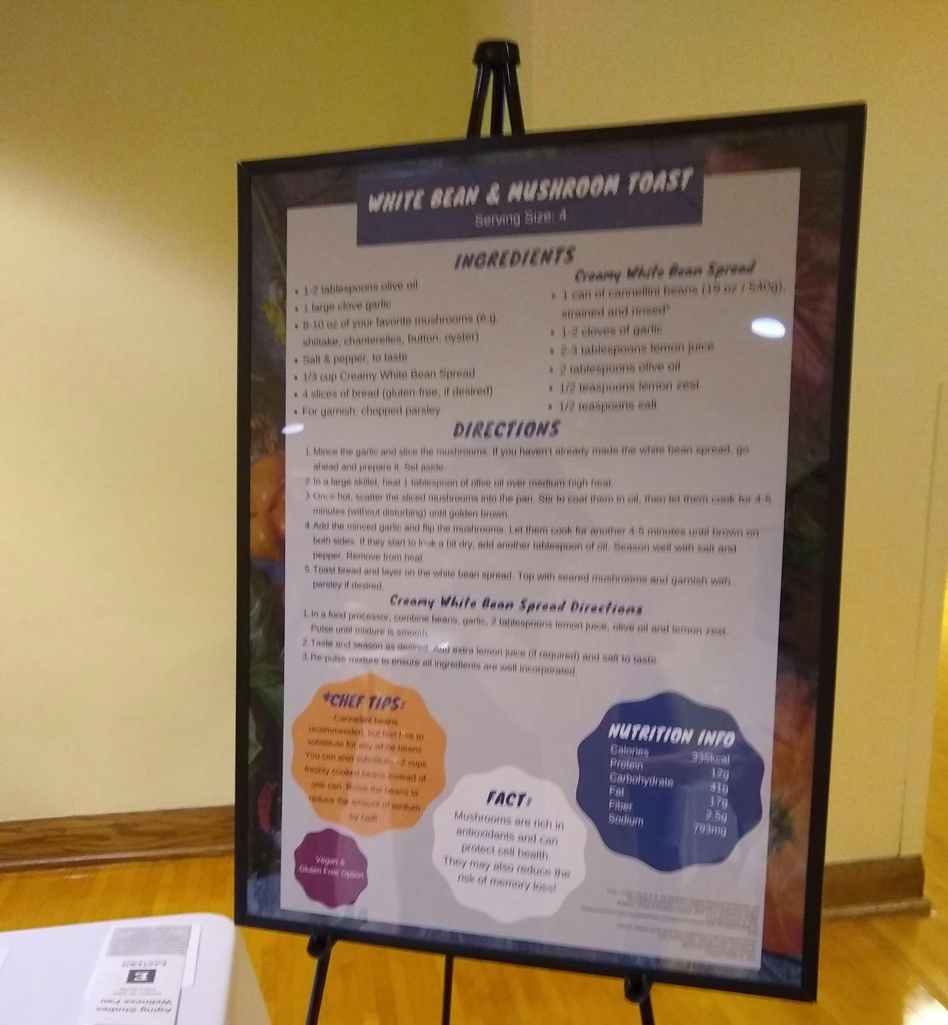 White Bean and Mushroom Toast at the 2019 Annual Aging Studies Lecture and Wellness Fair