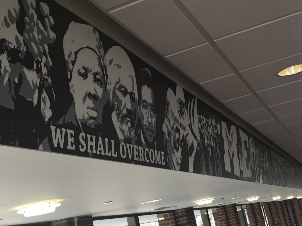 Portion of the unity mural in EMU's McKenny Hall student lounge.&nbsp;