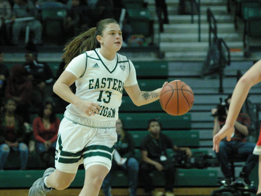 EMU guard Jenna Annecchiarico brings the ball up the court at the Convocation Center on Nov. 8.