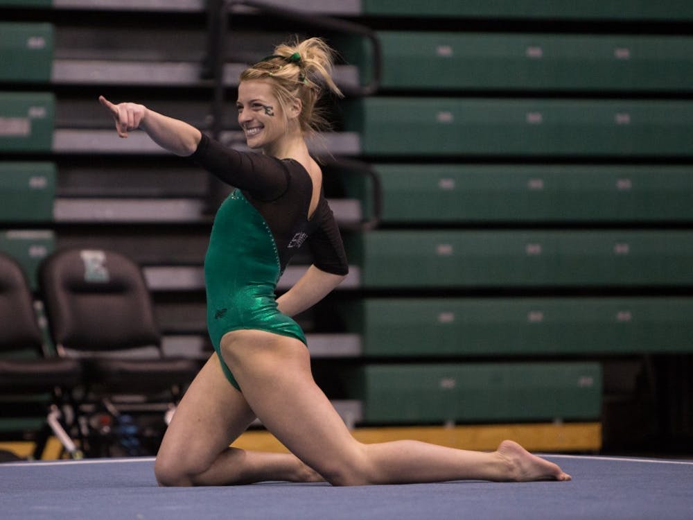 Eastern Michigan redshirt senior Chantelle Loehner posted a personal best score of 9.900 on the floor on Feb. 15 2015.