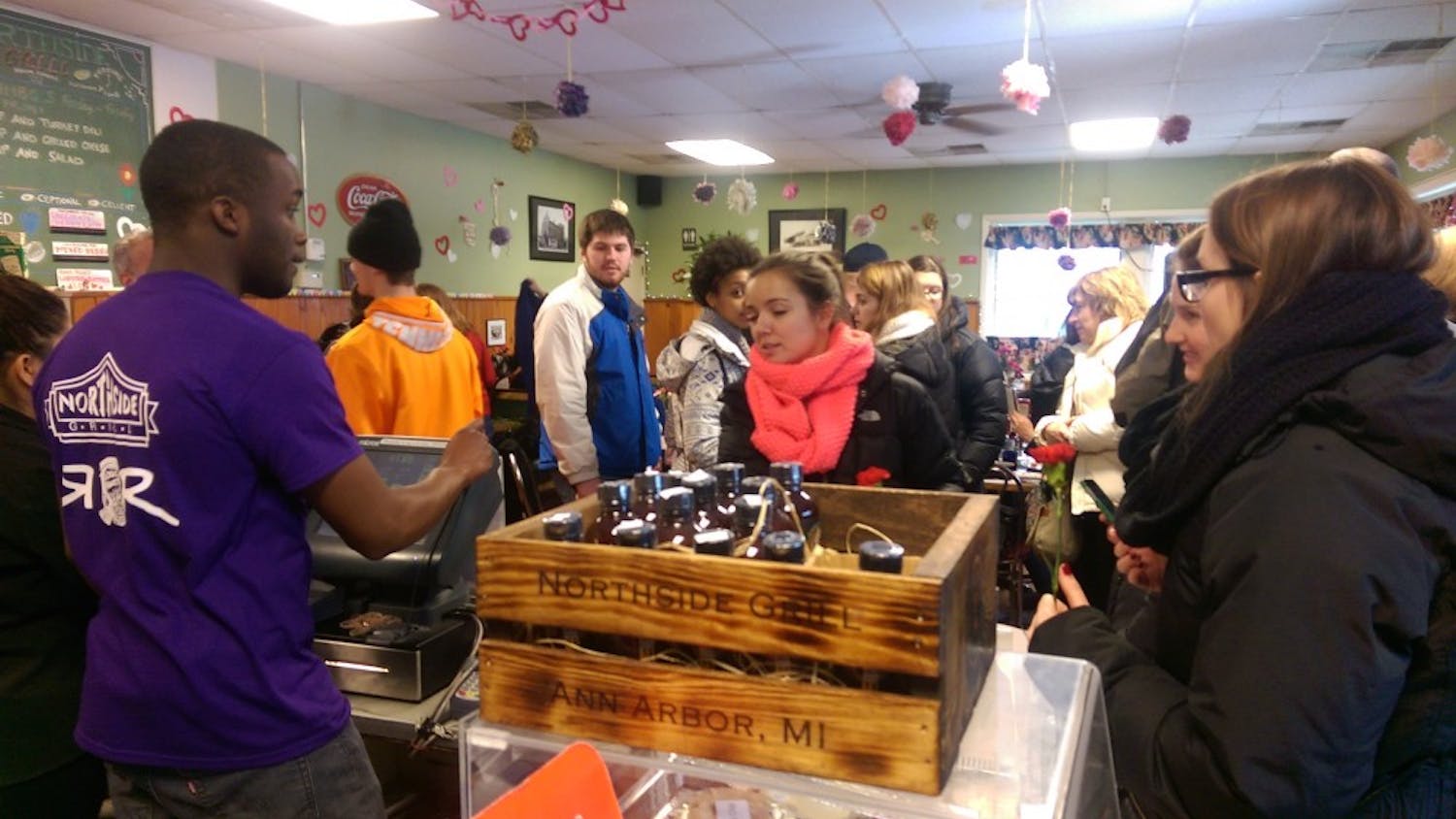 Northside Grill staff serve their customers on Valentine's Day