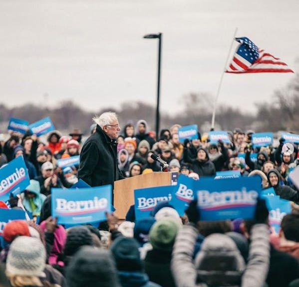 Bernie Sanders at a Campaign Rally in Madison, WI.