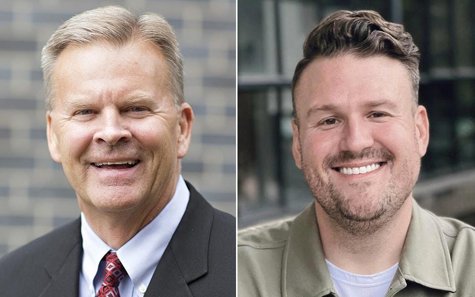 Side-by-side headshots of Profit and Kaufman smiling. 