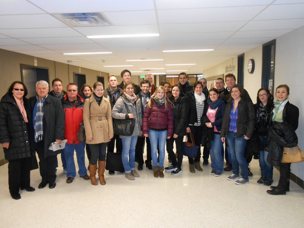 	A 15-person study abroad group from the University of Applied Sciences in Kehl, Germany visited EMU Thursday. The group was given a tour, attended a lecture and went to dinner.