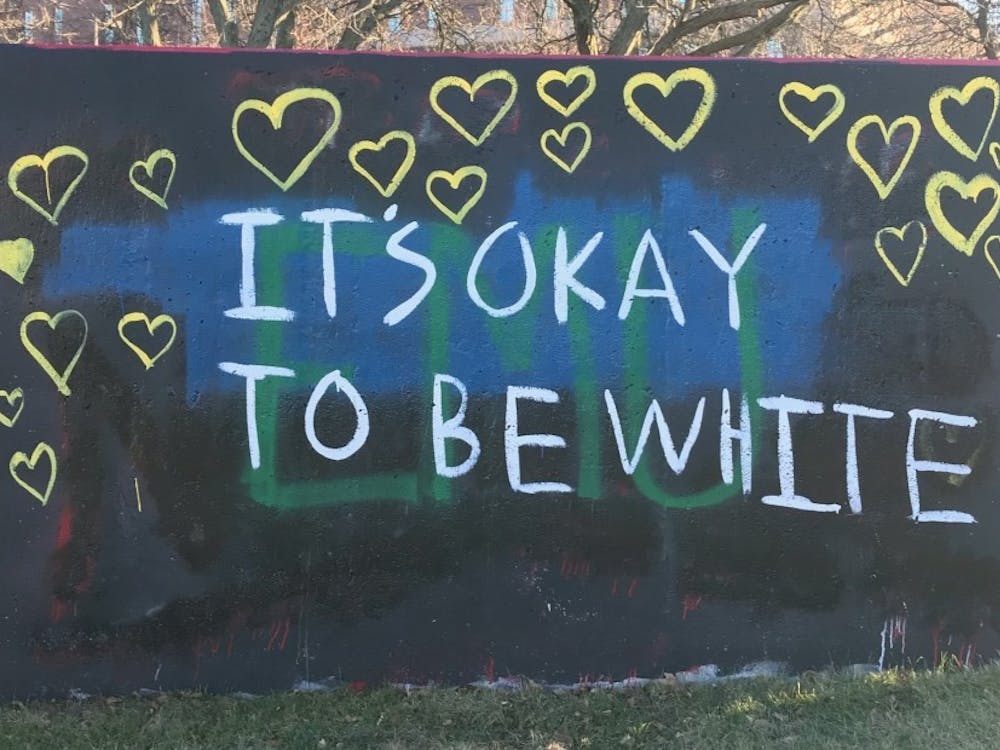 &nbsp;This slogan, written on the walls before break, has been used by Neo-nazi groups to promote white supremacy and anti-semitic practices.