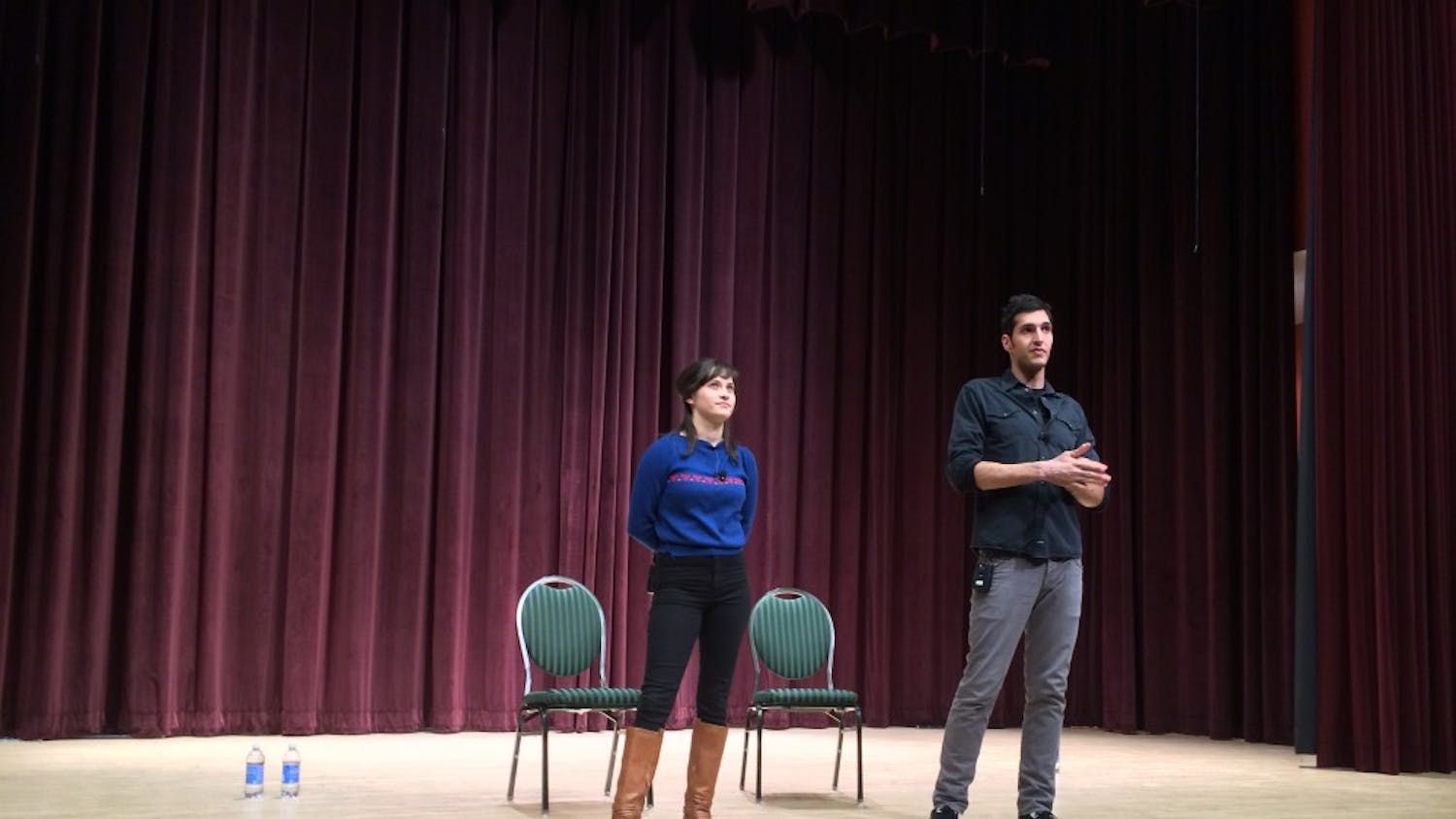 Actors Annie Rix (left) and Chris Beier (right) of Chicago-based Catharsis Productions presented their funny yet serious show called “Sex Signals” last Wednesday to try and touch on this subject. They kept the audience going with humor and discussion on how to approach sex and prevent rape.