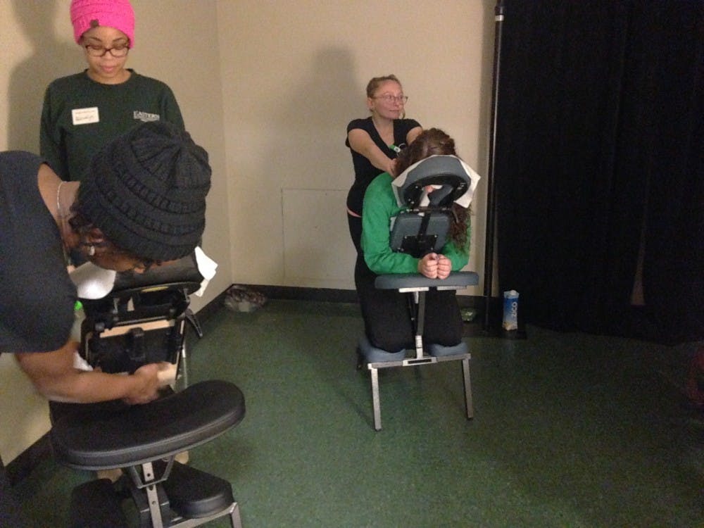 Students could get a massage during the event.