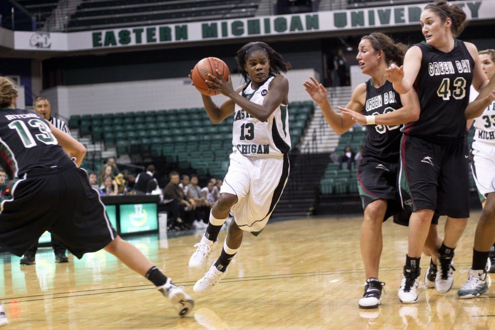 Huntley-Rodgers, senior guard, averages 9.5 points, 4.1 assists and 2.0 rebounds. She shoots 81 percent from the free-throw line. This is her last season with Eastern.
