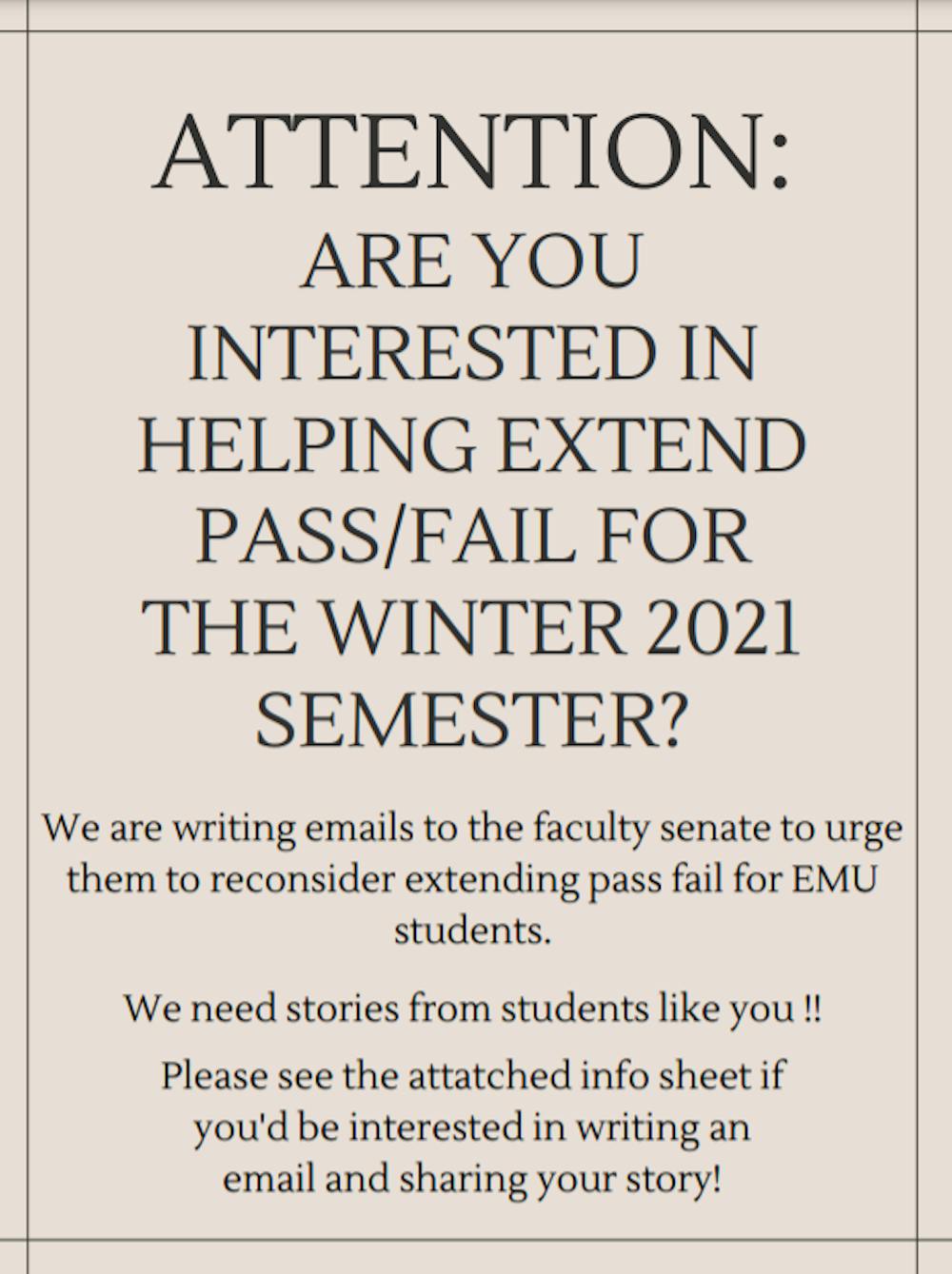 Email campaign and petition created by EMU students opposing pass/fail deadline not being extended 