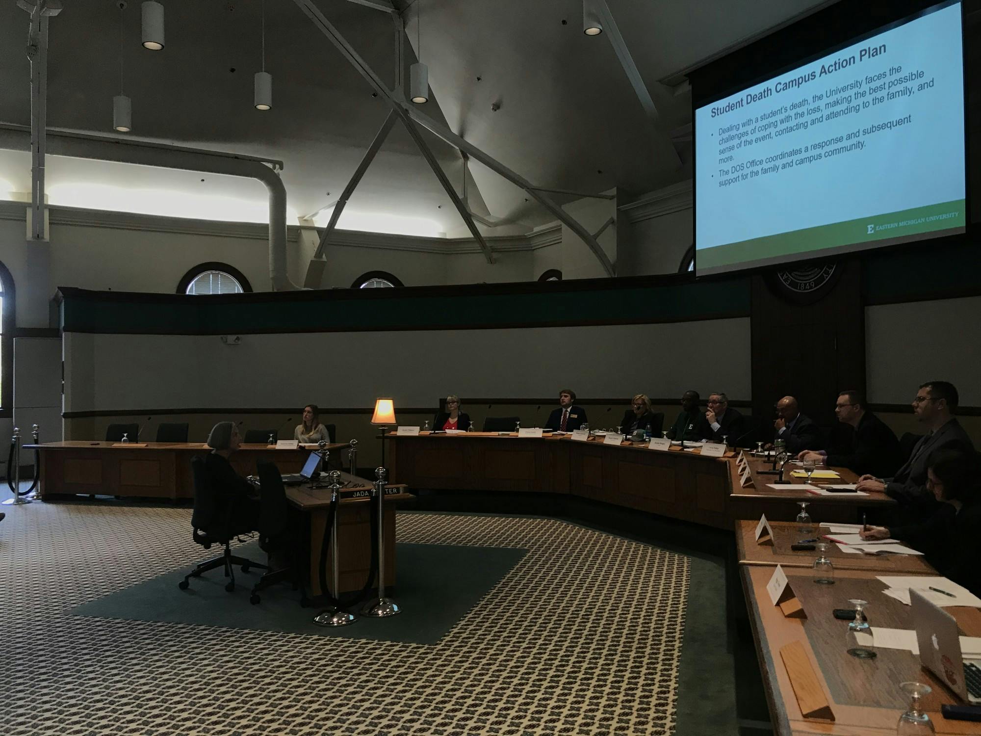 Ellen Gold presents to the Board of Regents. 