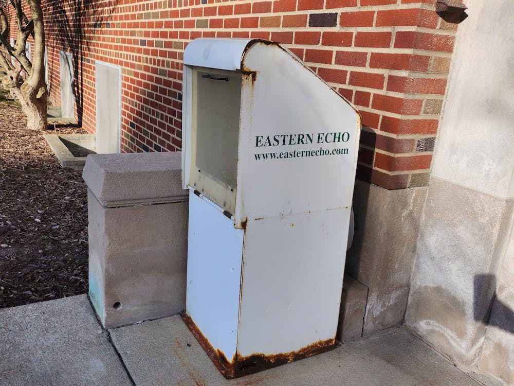 Eastern Echo News Box outside of King Hall.