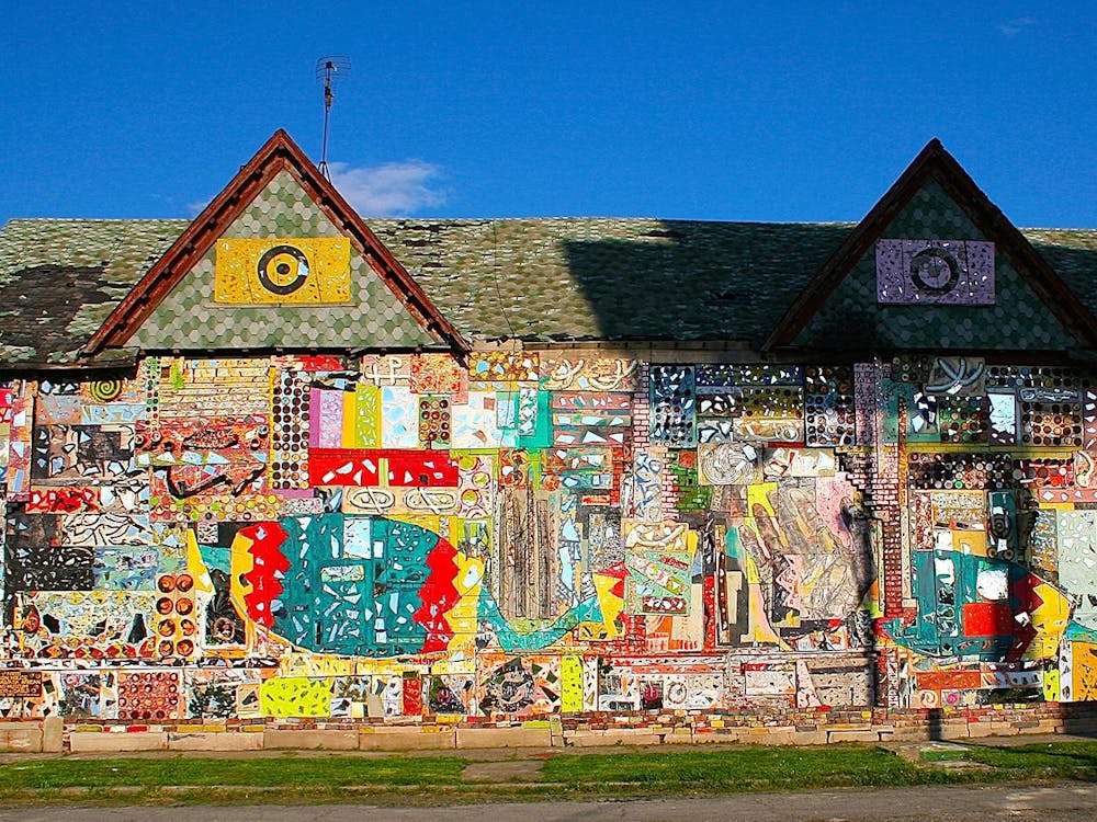 The Dabls MBAD African Bead Museum, at the corner of Grand River and West Grand Boulevard in Detroit, houses 18 outdoor installations as well as an African bead gallery and other exhibits. (Photo: Dables MBAD African Bead Musuem)