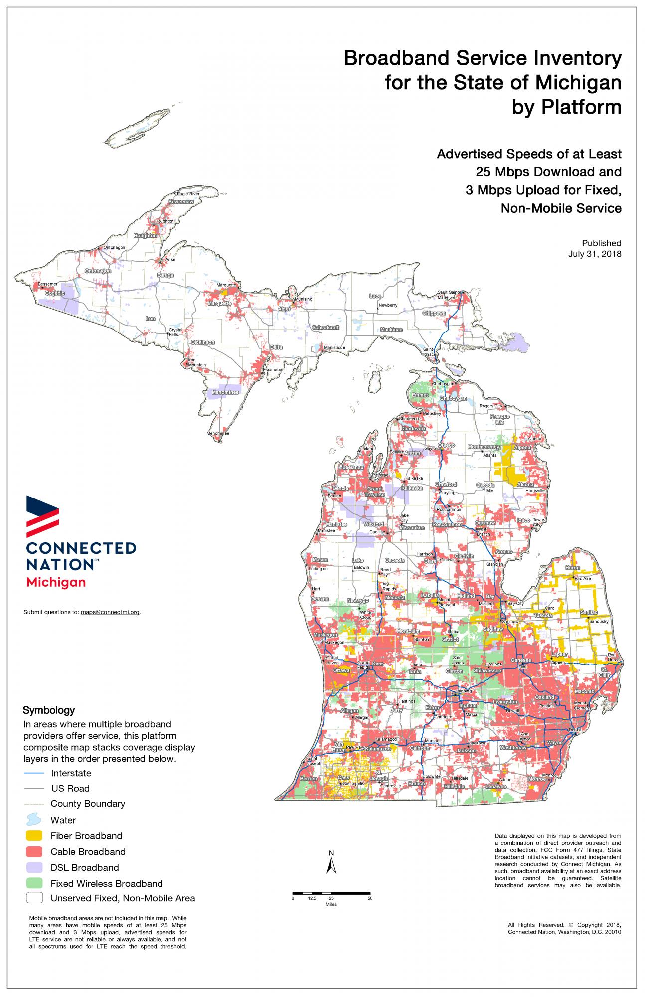 Michigan Statewide Broadband at 25/3 Mbps