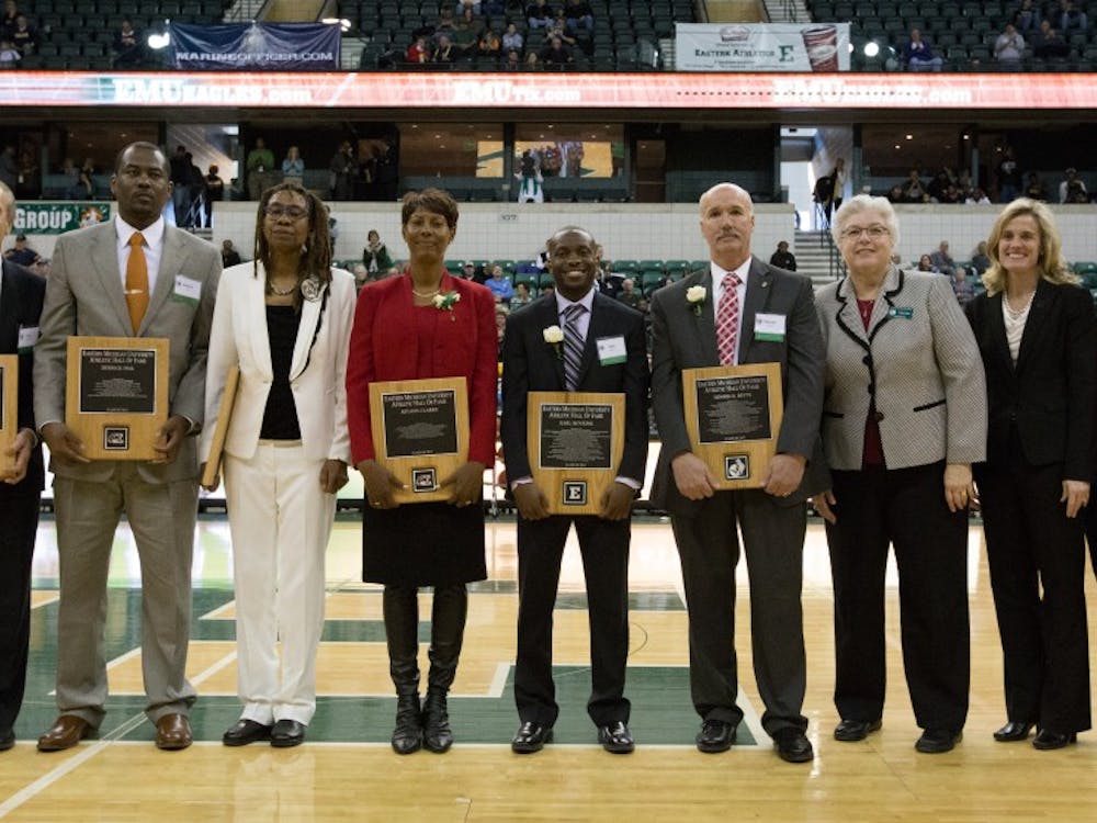 All of the EMU hall of fame class were honored during halftime of the men's game.