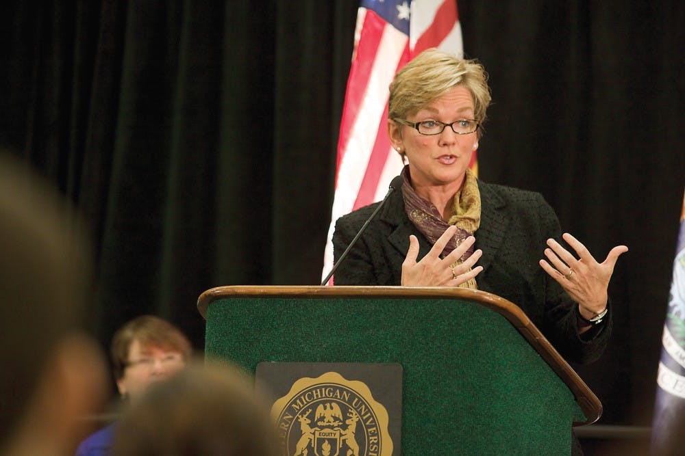 Granholm comes to EMU to talk scholarship woes