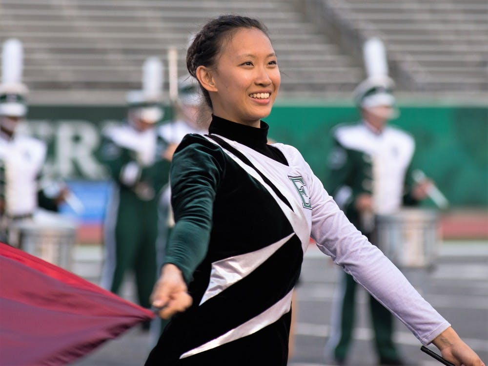 EMU Marching Band&nbsp;guard member Lulu Chang during the 2014 season.