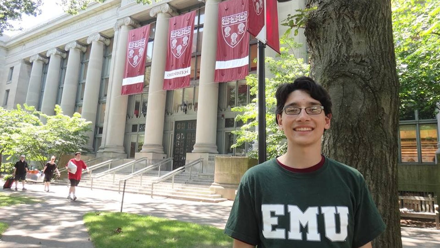 Nino Monea outside of the Harvard Law Library--the largest law library in the world. Photo courtesy of Nino Monea