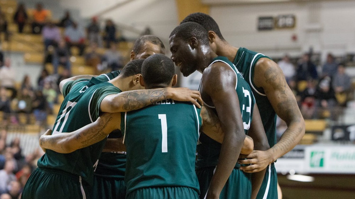 Eastern Michigan regroups before free throws in the Eagles 75-67 loss to Western Michigan Sunday afternoon in Kalamazoo.