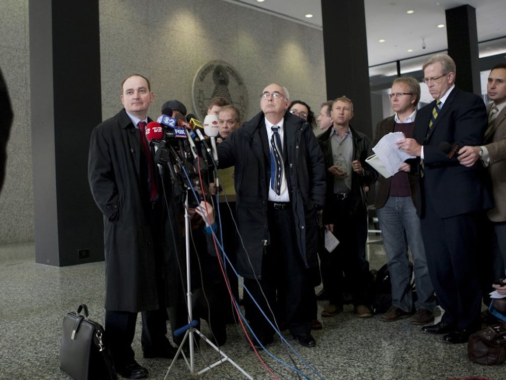 Lawyer Patrick Blegen talks to the media after a hearing for Tahawwur Hussain Rana on Wednesday, in Chicago, Illinois. Rana was charged with plotting a terrorist attack against the Danish newspaper that published cartoons of the Prophet Muhammad.