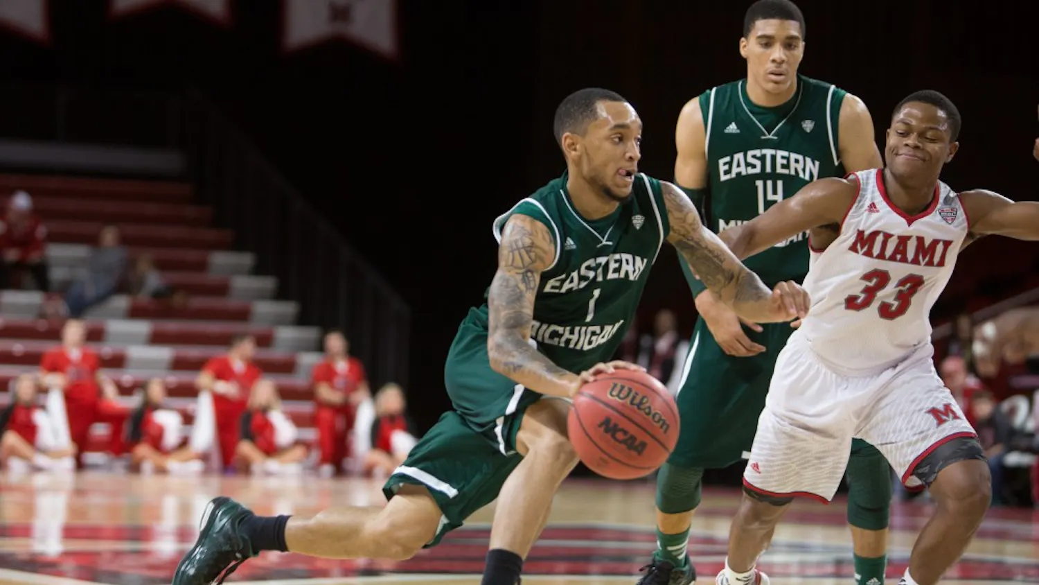 Eastern Michigan guard Mike Talley drives to the basket in the Eagles 82-81 overtime loss to Miami (OH) in Oxford, OH.