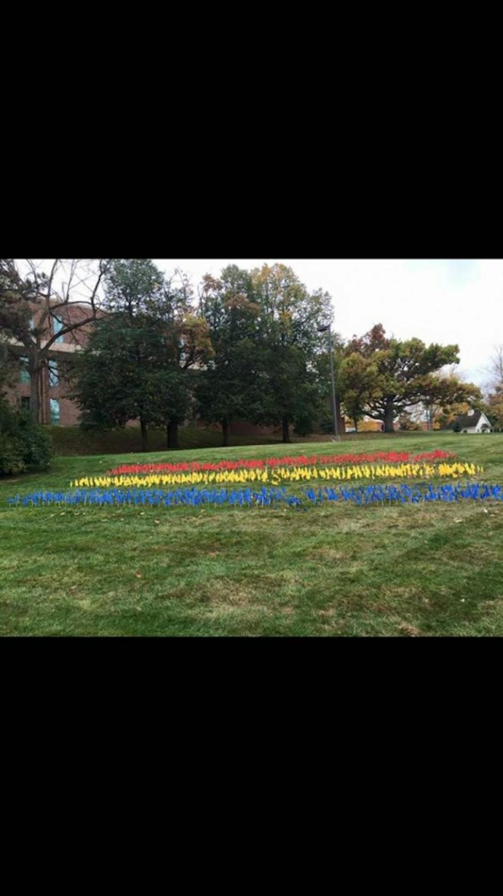 LGBT flag display defaced