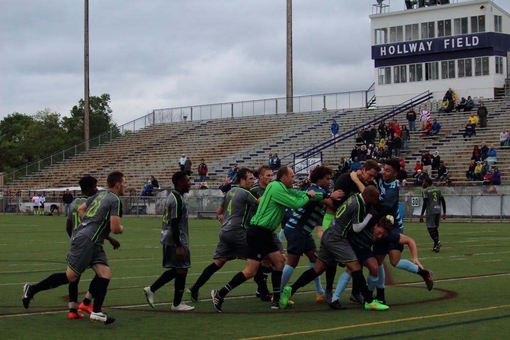 Growing tension boiled over in the 90th minute when a corner kick from AFCAA led to an altercation between the Muskegon goalkeeper and AFCAA forward Ade Adiniyi.