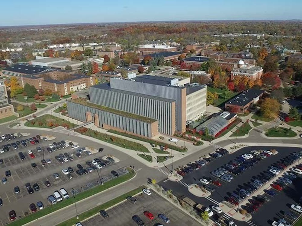 An aerial view of the southwestern corner of Eastern Michigan University’s campus. (photo courtesy of Eastern Michigan University)