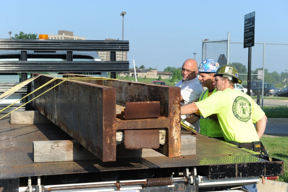 	After a long trip from New York, an I-beam from the World Trade Center’s south tower will be placed on Eastern Michigan University’s campus. The beam will be set as a memorial before the tenth anniversary of the attacks arrives.    