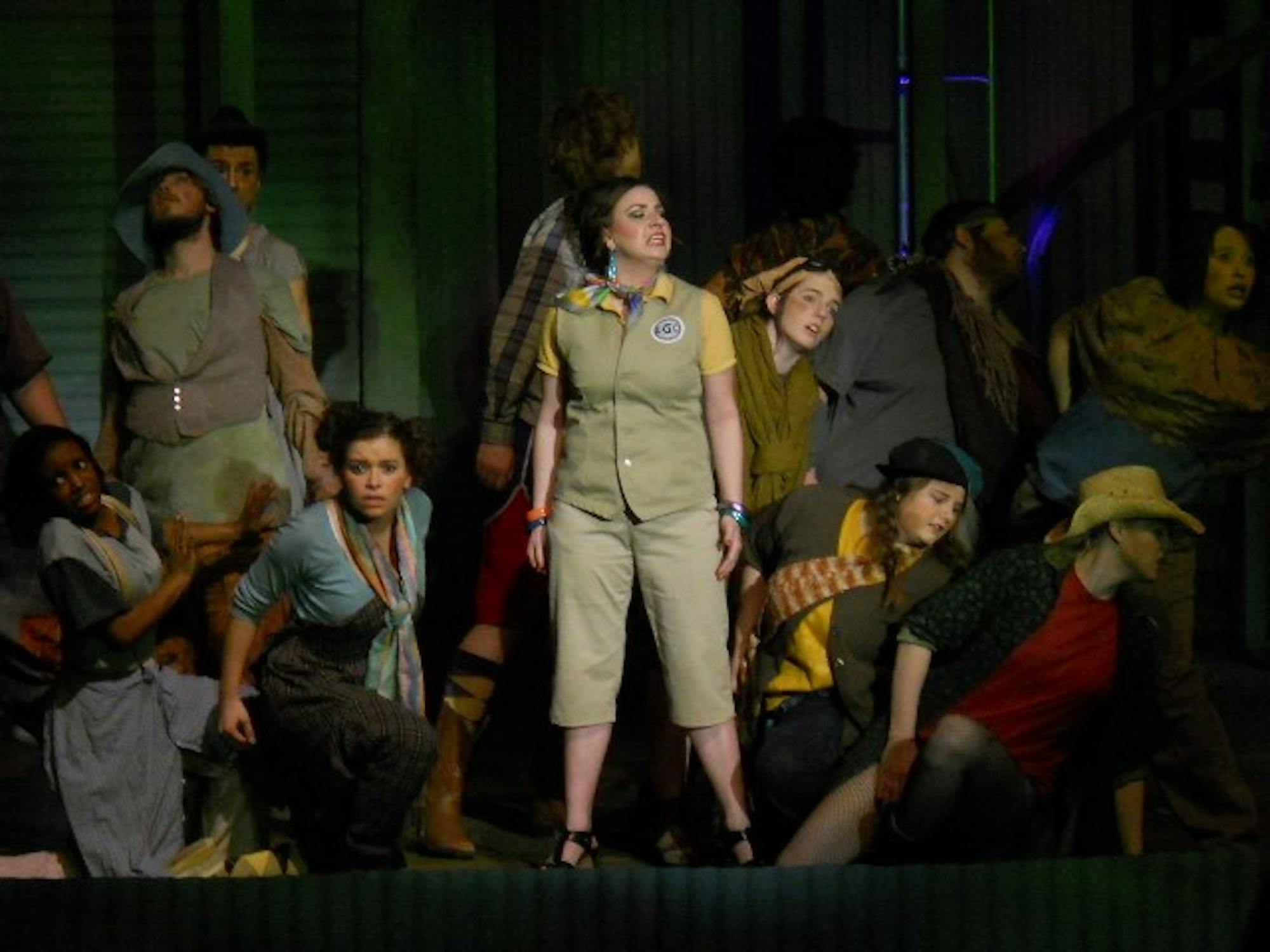 	Cast members of ‘Urinetown’ perform at the dress rehearsal Wednesday evening.