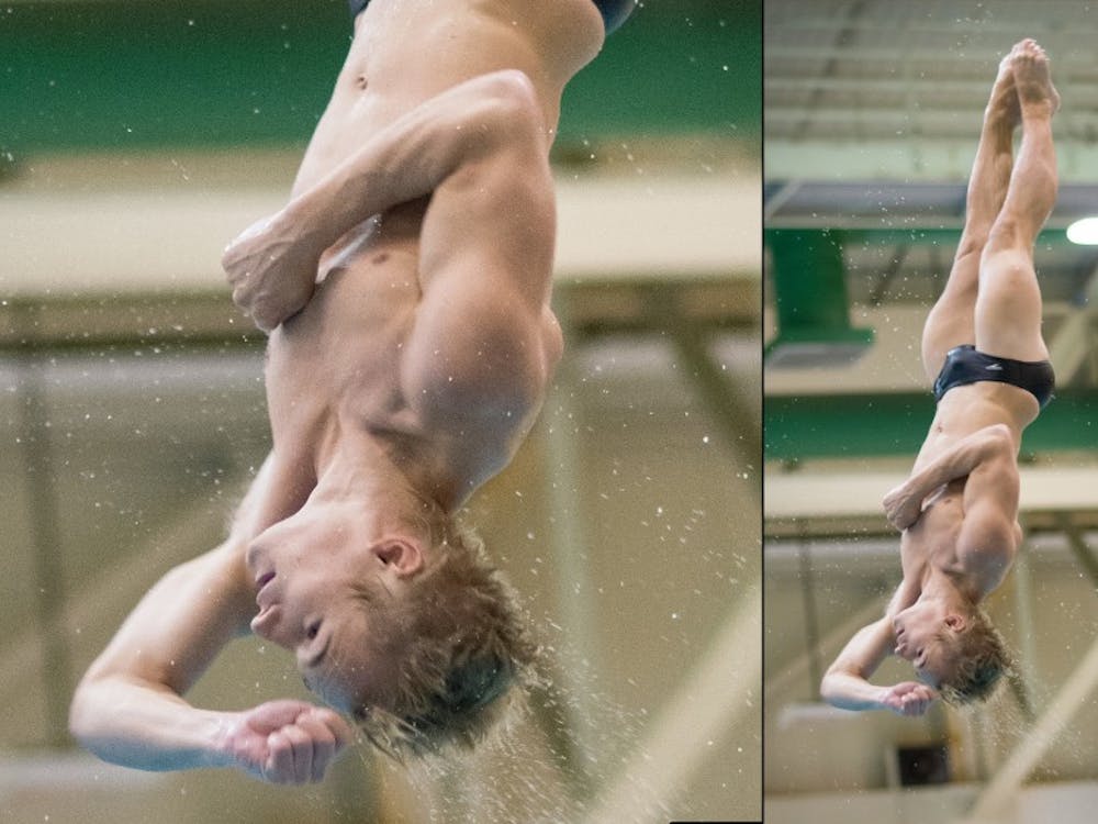 Jack Laugher flips and twists through a complex dive at the Jones Natatorium on October 7, 2014