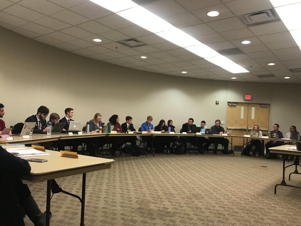 Senators passed two resolutions, 106-11 and 106-15. Senators approved a delegate from the Black Student Union to the senate. Two resolutions were tabled. (This photo was taken during a senate meeting prior to the COVID-19 pandemic on Jan. 29, 2019). 