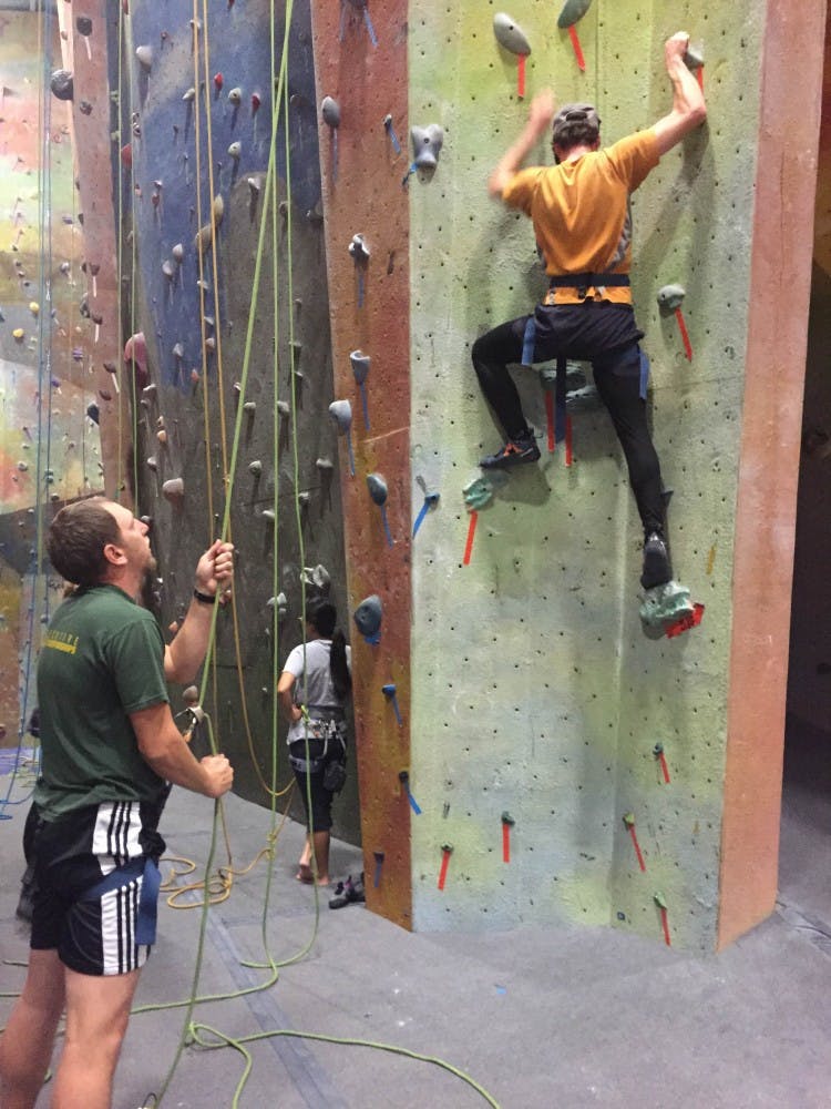 Students went rock climbing as part of their course.