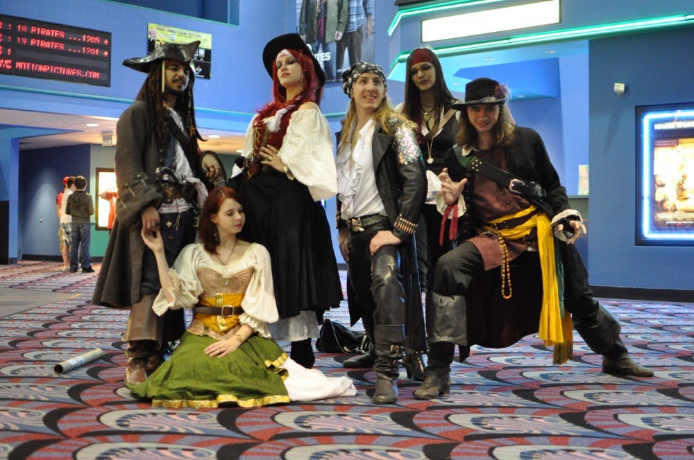 Local fans of the Pirates series dressed in costume as they went to see “On Stranger Tides” at Rave Motion Pictures in Ypsilanti.  