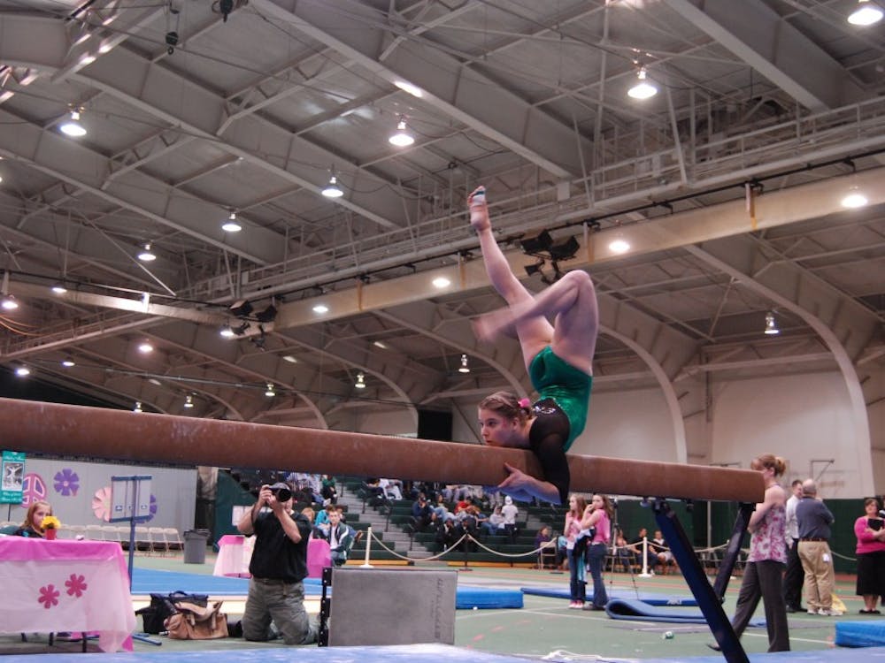 EMU took individual titles in all four events at the “Pink Meet” on Saturday in Bowen Field House. The meet raised awareness about breast cancer and was a great success for the team as a whole.
