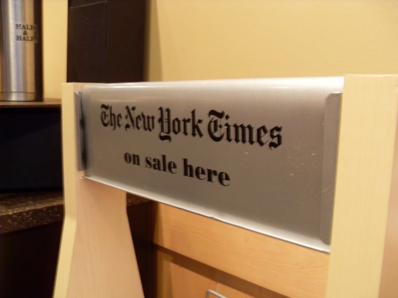 New York Times physical paper stand