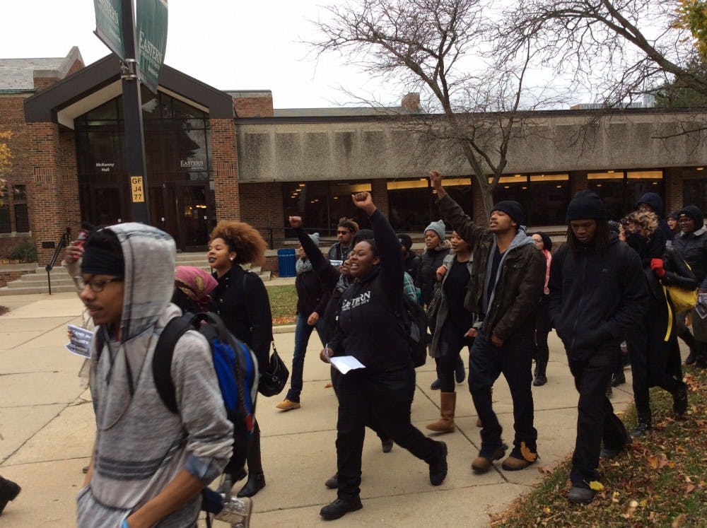 EMU&nbsp;students walked around in campus to show solidarity with MIZZOU.