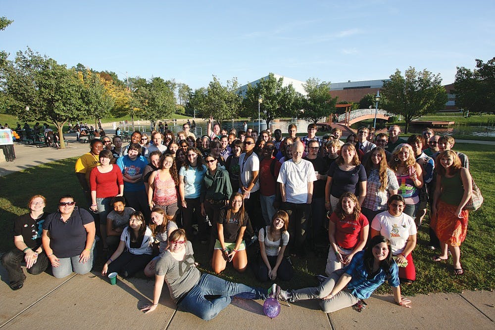 The BBQueer, an event that LGBT formally threw labeled as the Welcome Back Luau, saw the largest gathering of students in support of EMU's gay culture this past Tuesday. Lesbians, gay males, bisexuals, and transexuals and allies alike were present here for a group photo of around 50 people, more supporters were in and outside the lakehouse.