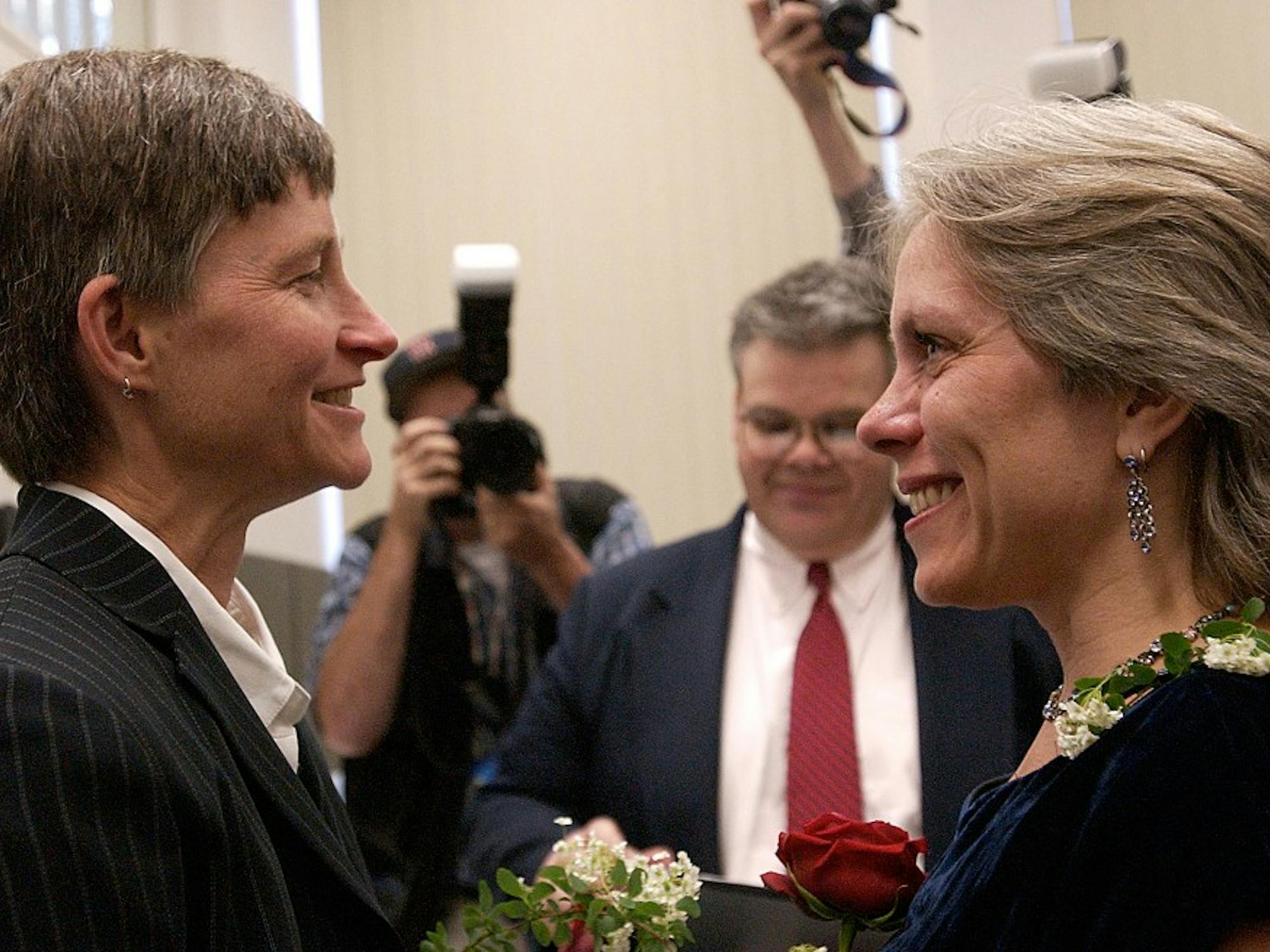 	Robyn Ochs (right) and her partner Peg proudly became one of the first homosexual couples to get married when Massachusetts legalized gay marriage in 2004.