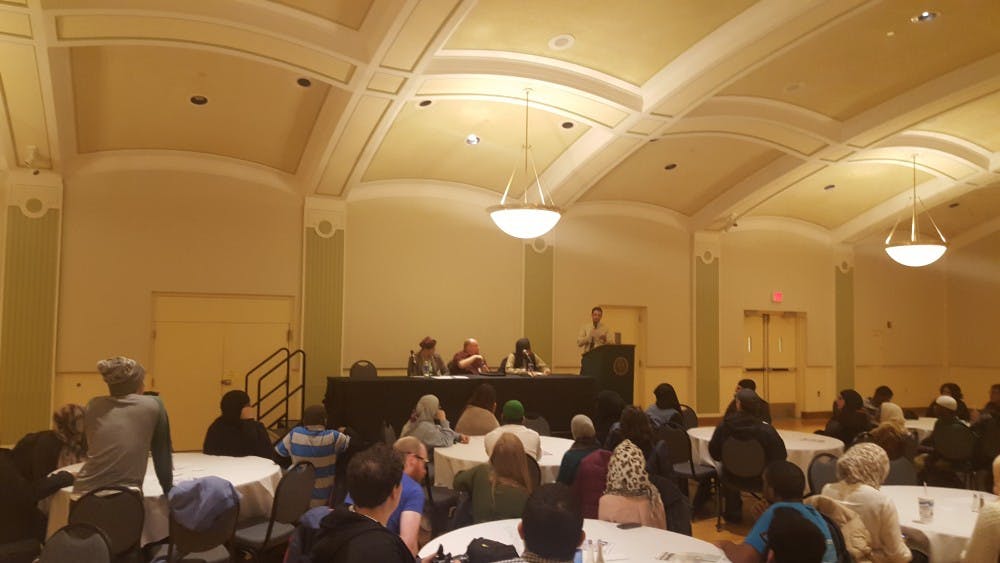 Three panelists,&nbsp;Rabbi Dana Bensonspoke,&nbsp;Pastor Bryan Schindel, and Imam Amir Naeem, spoke&nbsp;at the Interfaith Dinner.
