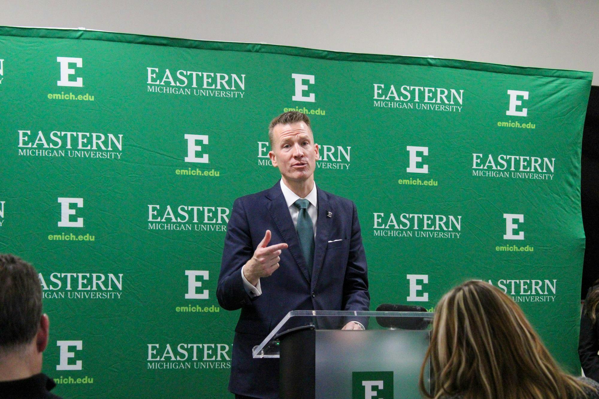 President-elect Brendan Kelly speaking to the press