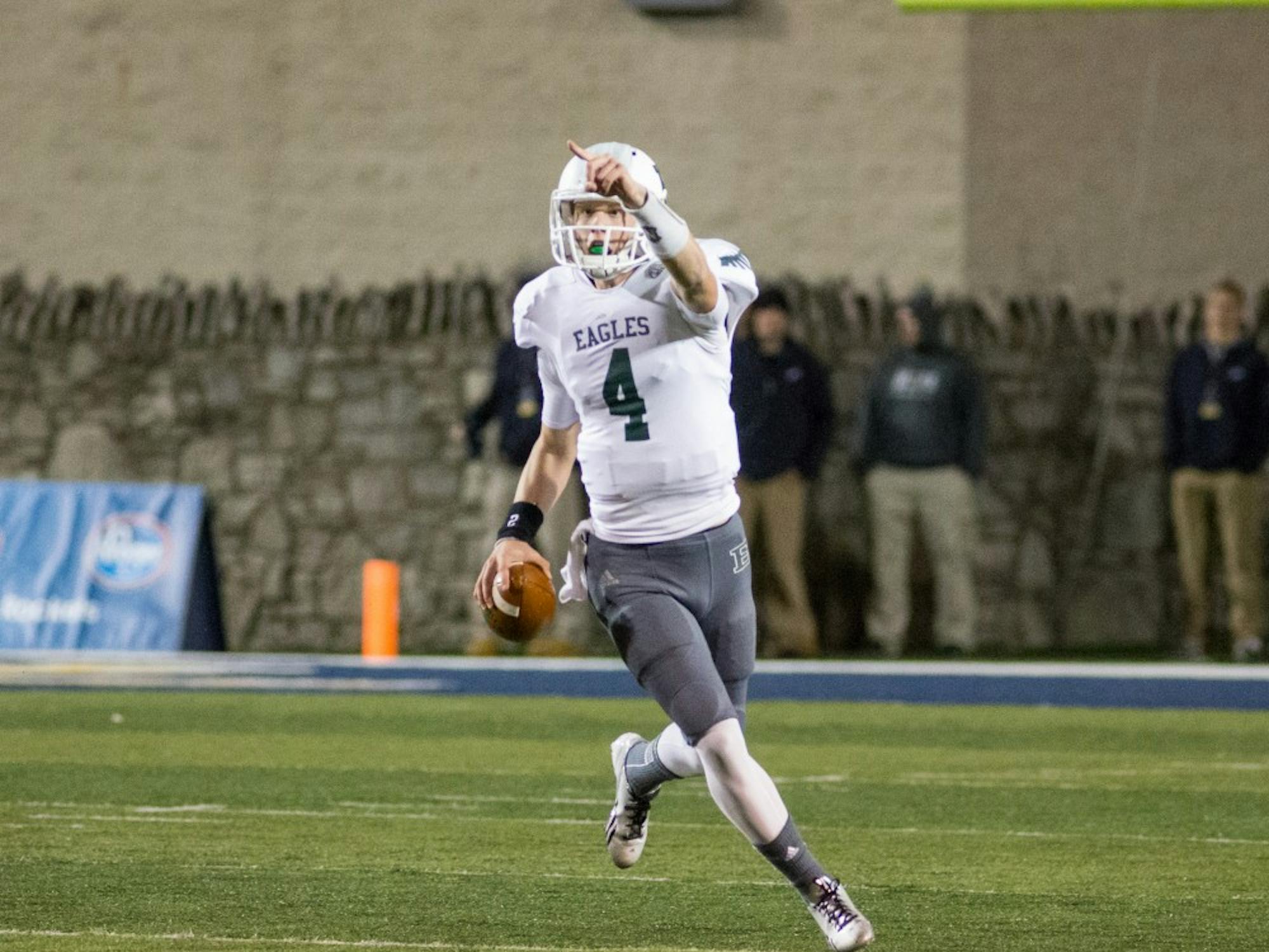 Eagles quarterback Brogan Roback threw for two touchdowns and had a career long 45 yard pass in Eastern Michigan's 55-16 loss to Toledo.