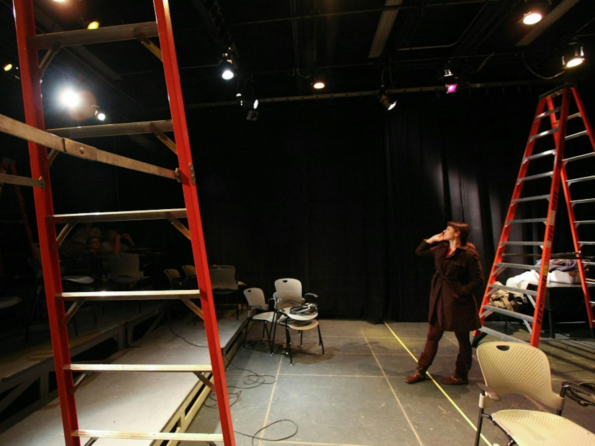 The entire staff of the production worked together to get the show up and running for viewing, here staff is seen setting up the lights and doing checking to see if the light positioning is correct.